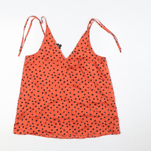 River Island Womens Orange Polyester Camisole Blouse Size 8 V-Neck