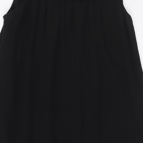 H&M Womens Black Polyester Shirt Dress Size 4 Boat Neck