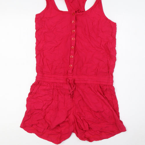 NEXT Womens Pink Viscose Playsuit One-Piece Size 10 Button - Racer Back