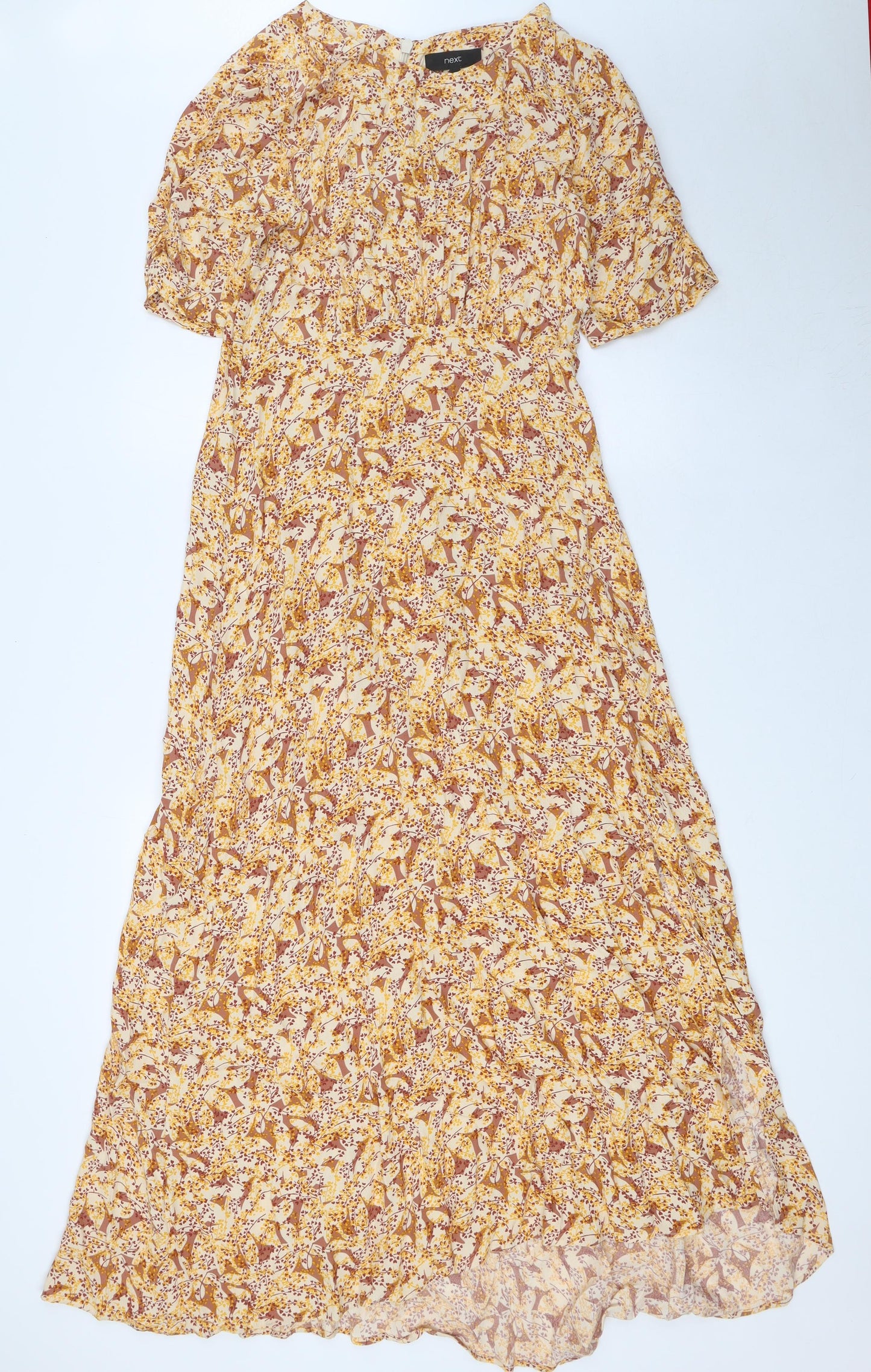 NEXT Womens Multicoloured Floral Viscose A-Line Size 10 Boat Neck Zip - High Empire