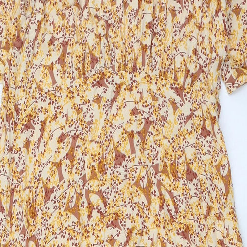 NEXT Womens Multicoloured Floral Viscose A-Line Size 10 Boat Neck Zip - High Empire