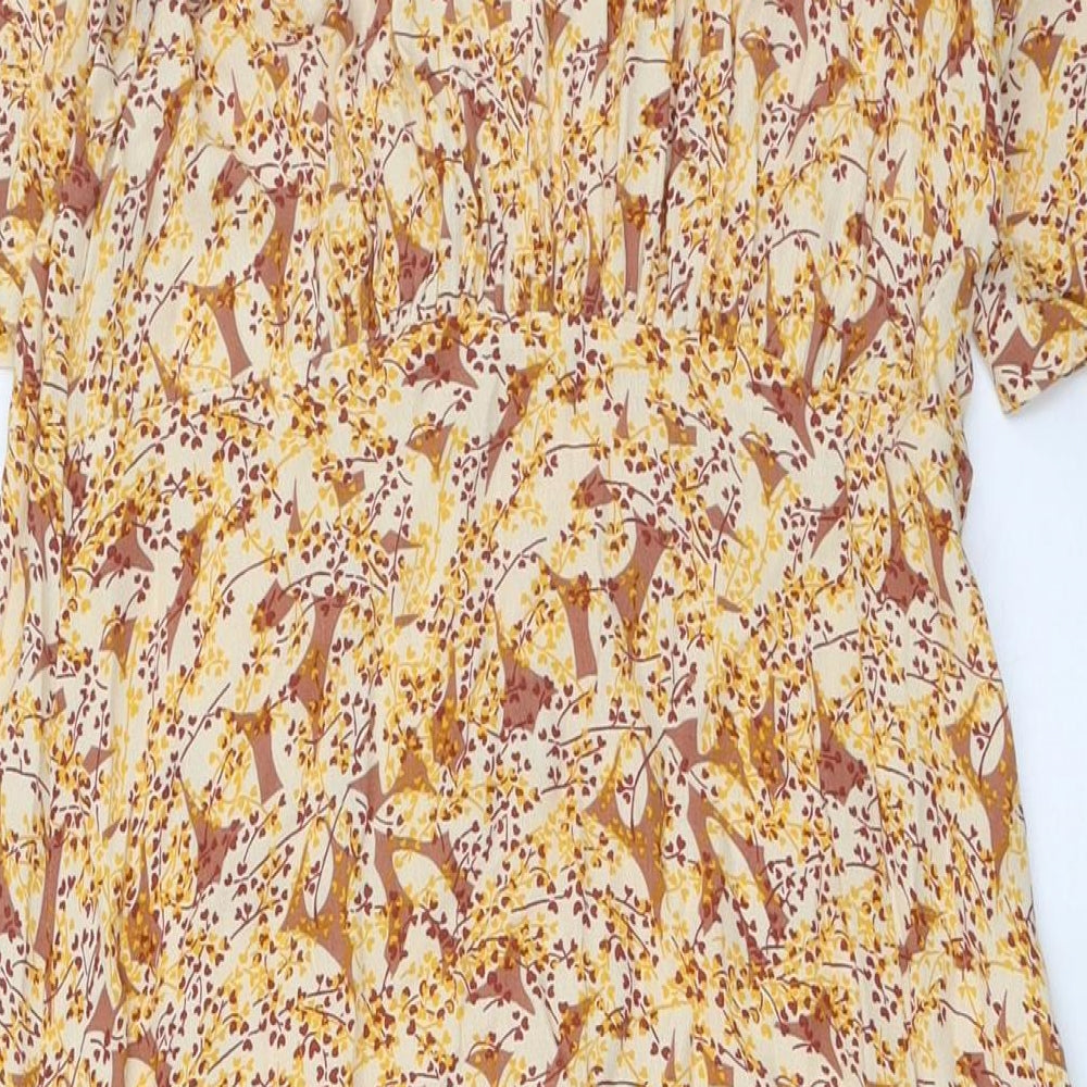 NEXT Womens Multicoloured Floral Viscose A-Line Size 10 Boat Neck Zip - High Empire