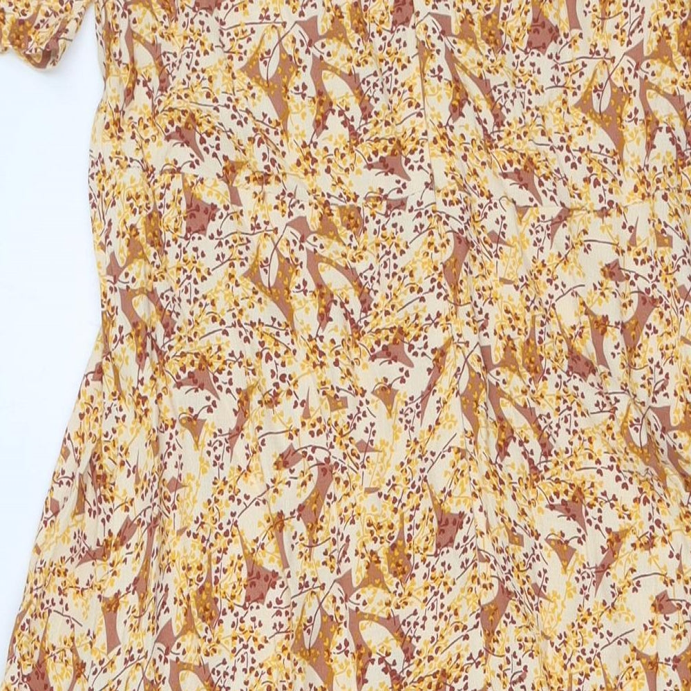 NEXT Womens Multicoloured Floral Viscose A-Line Size 10 Boat Neck Zip - High Empire