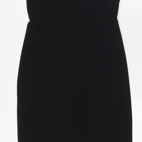 Marks and Spencer Womens Black Polyester Pencil Dress Size 8 Boat Neck Zip - Evening Wear