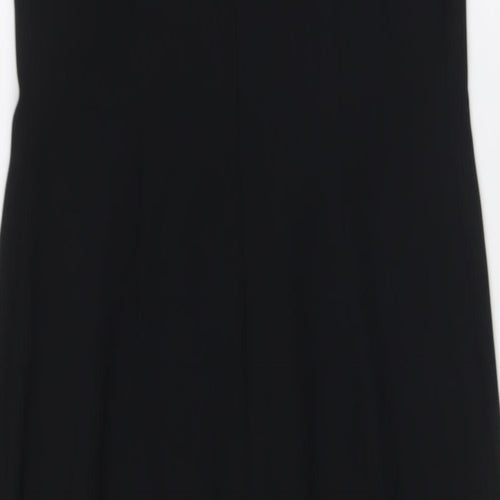 Marks and Spencer Womens Black Polyester Pencil Dress Size 8 Boat Neck Zip - Evening Wear
