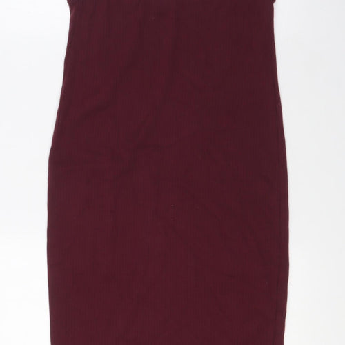 Missguided Womens Purple Polyester A-Line Size 8 V-Neck - Ribbed