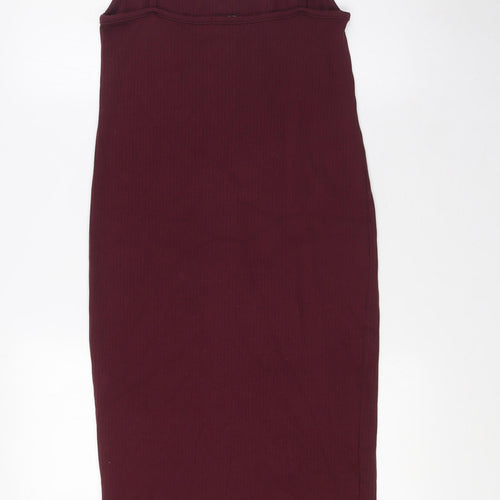 Missguided Womens Purple Polyester A-Line Size 8 V-Neck - Ribbed
