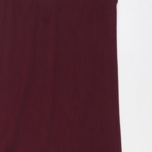 Missguided Womens Purple Polyester A-Line Size 8 V-Neck - Ribbed