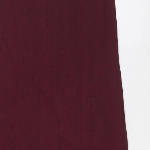 Missguided Womens Purple Polyester A-Line Size 8 V-Neck - Ribbed