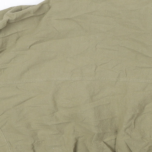 Pull&Bear Womens Green Herringbone Polyester Basic Button-Up Size M Collared - Breast Pockets