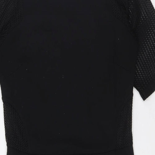 River Island Womens Black Polyester Pencil Dress Size 8 Round Neck Zip