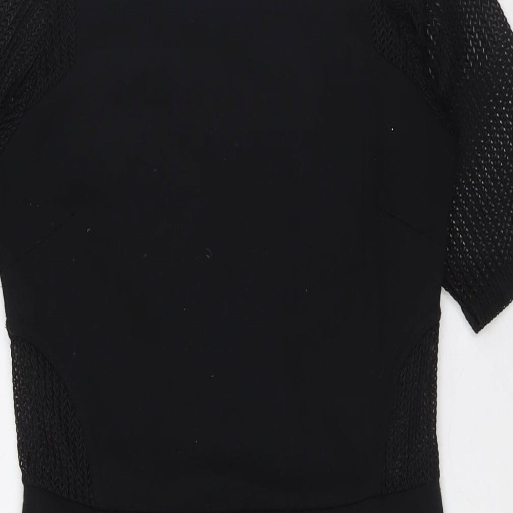 River Island Womens Black Polyester Pencil Dress Size 8 Round Neck Zip