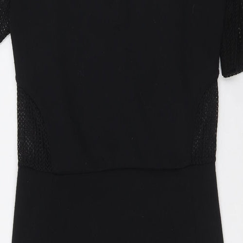 River Island Womens Black Polyester Pencil Dress Size 8 Round Neck Zip