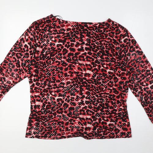 Autonomy Womens Multicoloured Animal Print Polyester Basic Blouse Size 18 Boat Neck