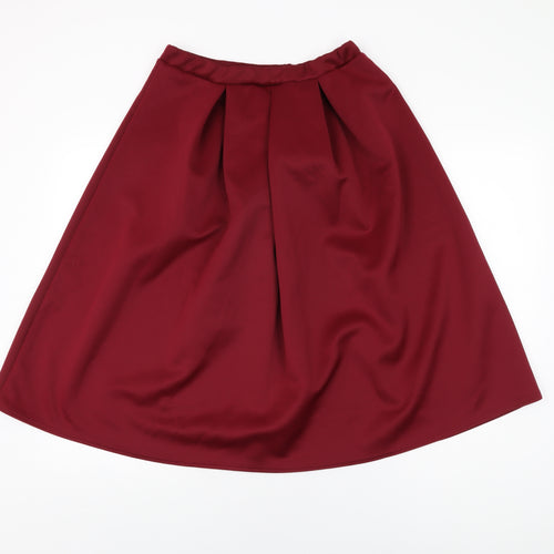 Boohoo Womens Red Polyester Swing Skirt Size 14