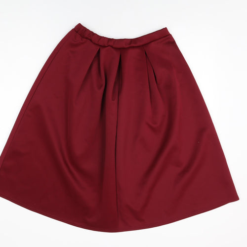 Boohoo Womens Red Polyester Swing Skirt Size 14
