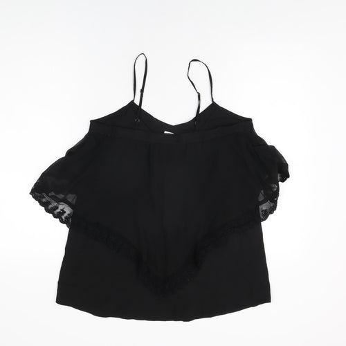 VILA Womens Black Polyester Camisole T-Shirt Size M V-Neck
