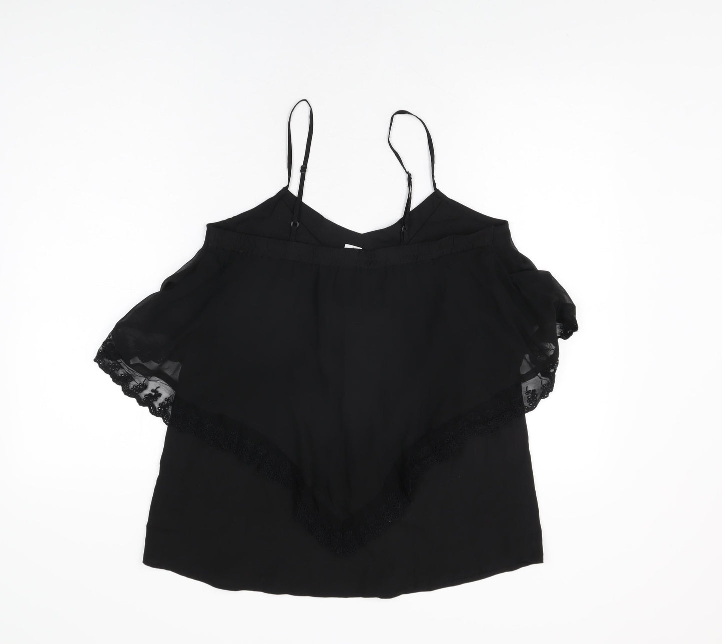 VILA Womens Black Polyester Camisole T-Shirt Size M V-Neck