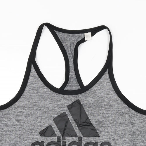 adidas Womens Grey Polyester Basic Tank Size M Scoop Neck Pullover