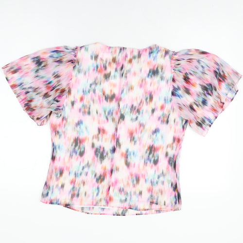 Damsel in a Dress Womens White Geometric Polyester Basic Blouse Size 10 V-Neck