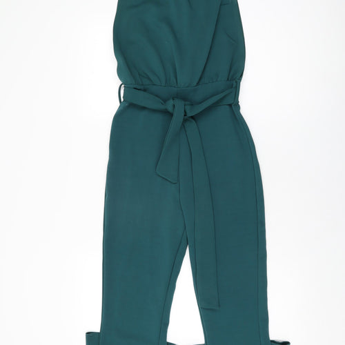 PRETTYLITTLETHING Womens Green Polyester Jumpsuit One-Piece Size 8 L32 in Zip