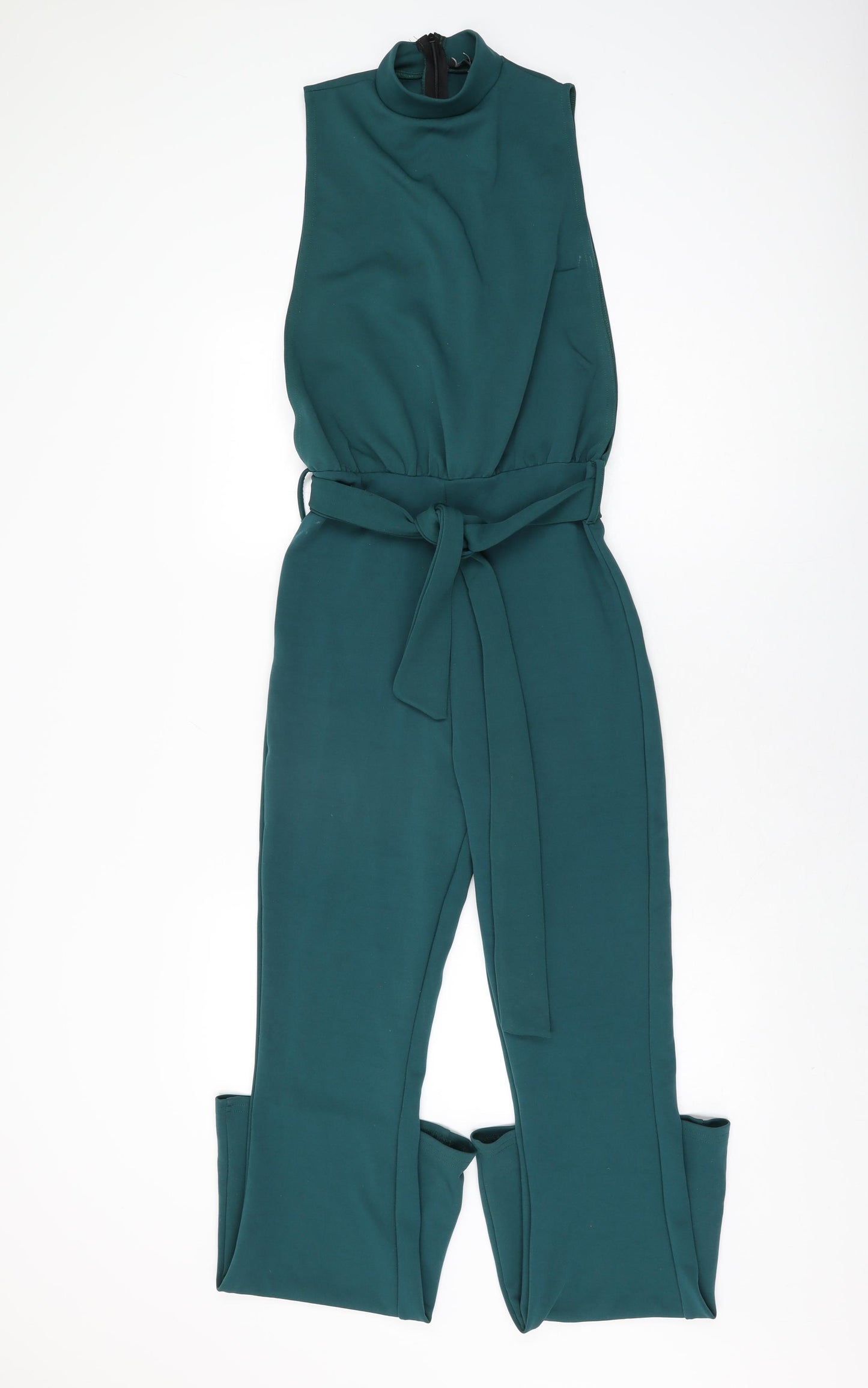 PRETTYLITTLETHING Womens Green Polyester Jumpsuit One-Piece Size 8 L32 in Zip