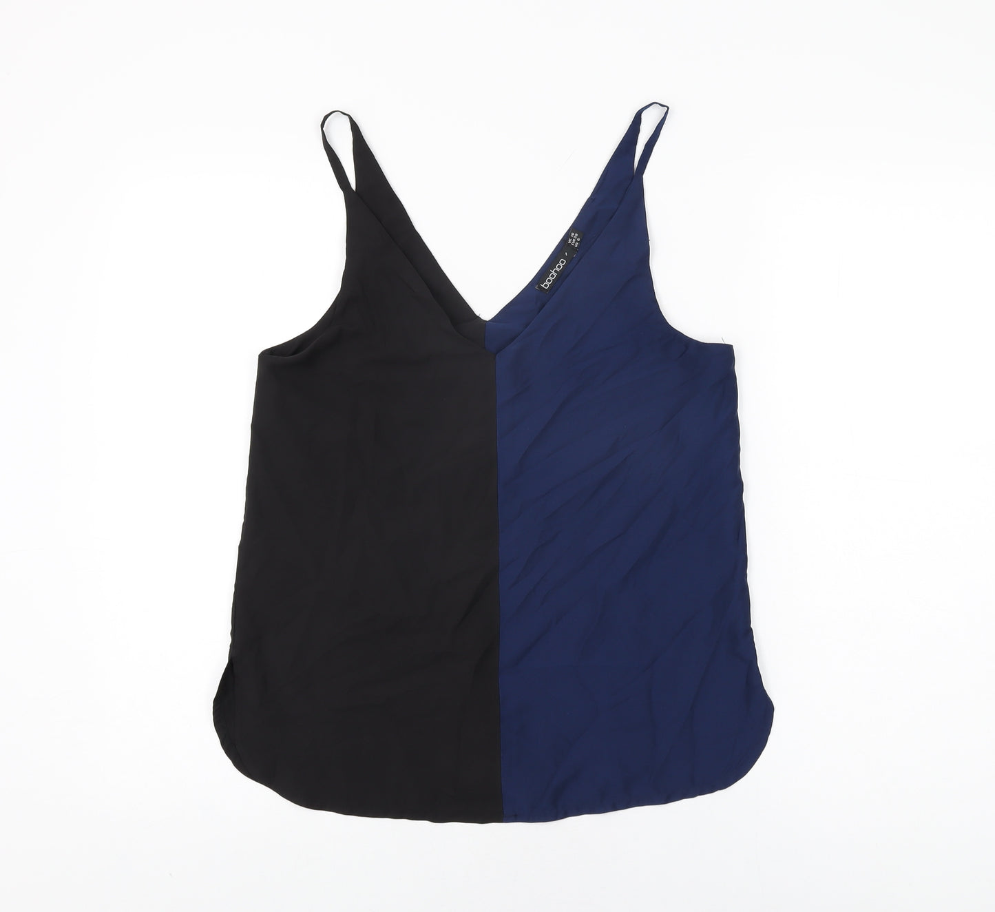 Boohoo Womens Black Polyester Camisole T-Shirt Size 10 V-Neck