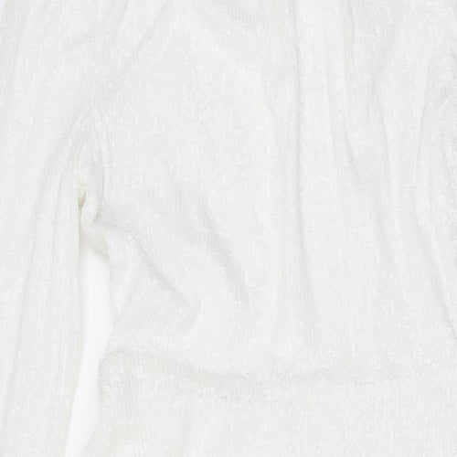 Marks and Spencer Womens White Polyester A-Line Size 8 Round Neck Zip
