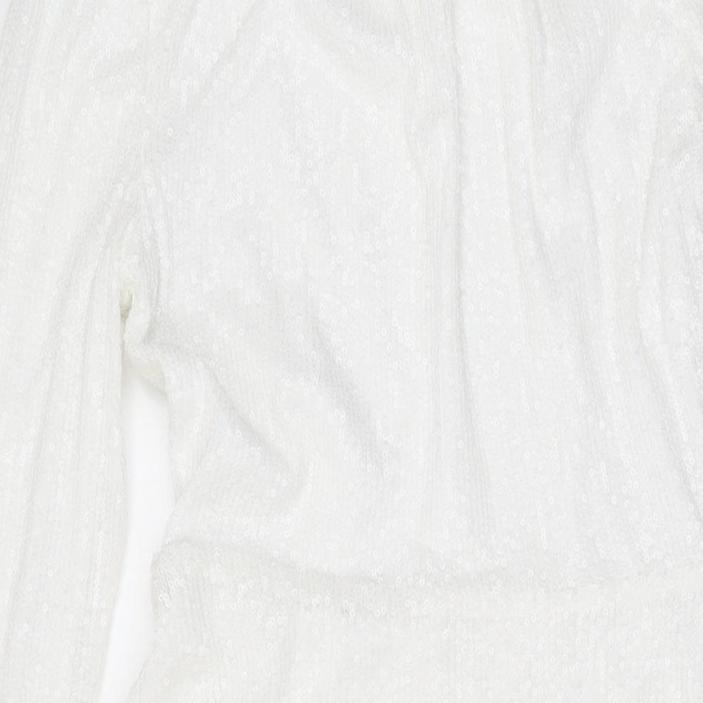 Marks and Spencer Womens White Polyester A-Line Size 8 Round Neck Zip