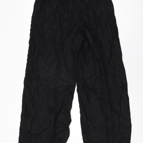 Marks and Spencer Womens Black Linen Trousers Size 12 L30.5 in Regular Zip