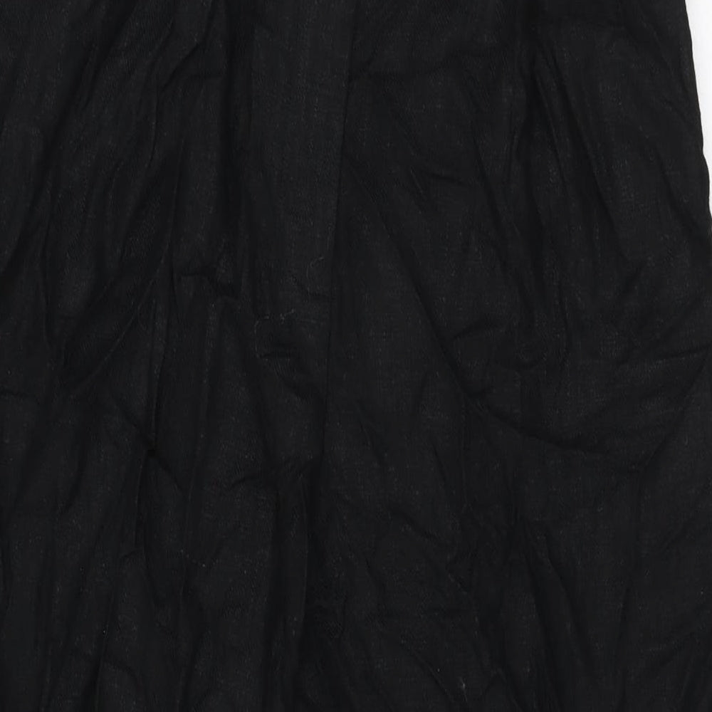Marks and Spencer Womens Black Linen Trousers Size 12 L30.5 in Regular Zip
