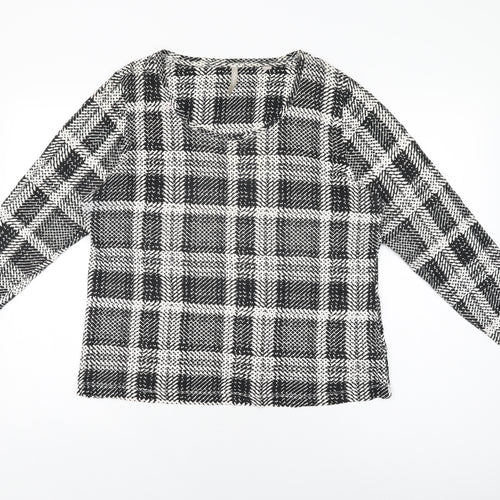 Anthology Womens Black Geometric Cotton Basic T-Shirt Size 18 Round Neck