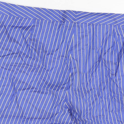 Autograph Womens Blue Striped Cotton Basic Shorts Size 16 L6 in Regular Zip