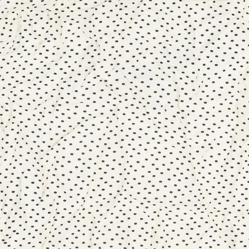 Marks and Spencer Womens Ivory Polka Dot Viscose Basic T-Shirt Size 16 V-Neck