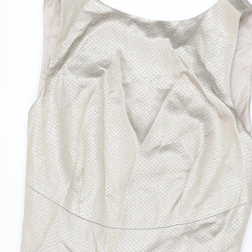 Coast Womens Gold Acetate A-Line Size 10 Round Neck Zip