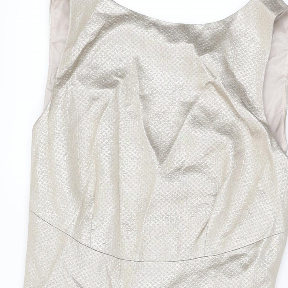 Coast Womens Gold Acetate A-Line Size 10 Round Neck Zip
