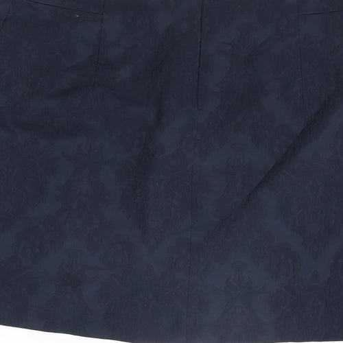 Zara Womens Blue Floral Cotton Mini Skirt Size M Zip