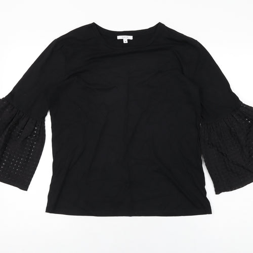 Maette Womens Black Cotton Basic T-Shirt Size M Round Neck