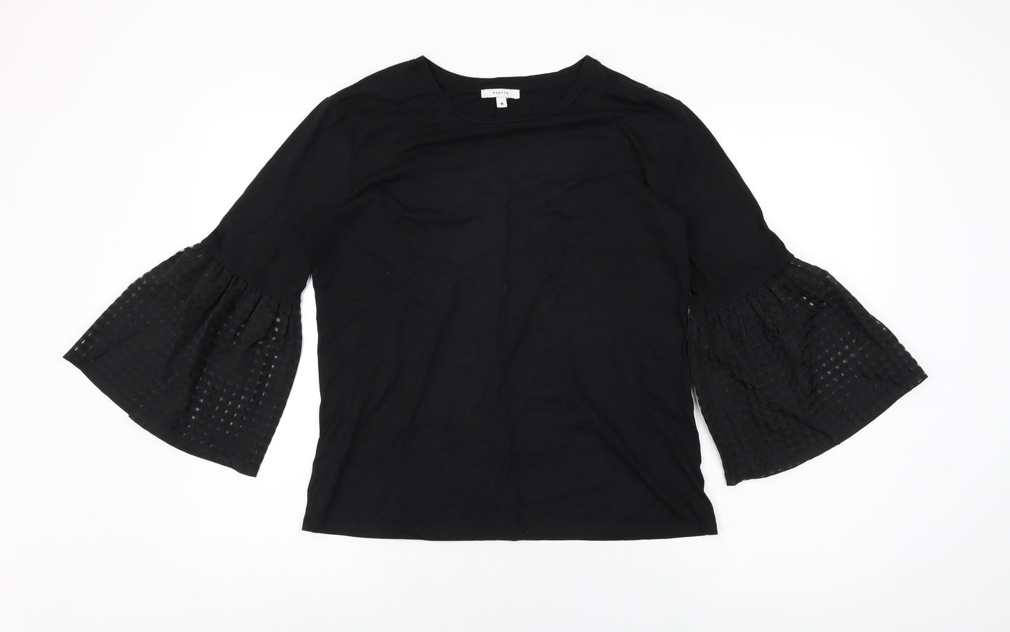 Maette Womens Black Cotton Basic T-Shirt Size M Round Neck