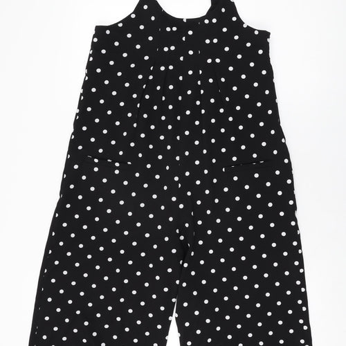 Mango Womens Black Polka Dot Polyester Jumpsuit One-Piece Size M L19 in Zip