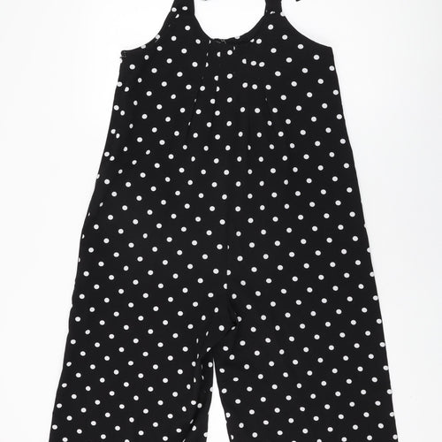 Mango Womens Black Polka Dot Polyester Jumpsuit One-Piece Size M L19 in Zip