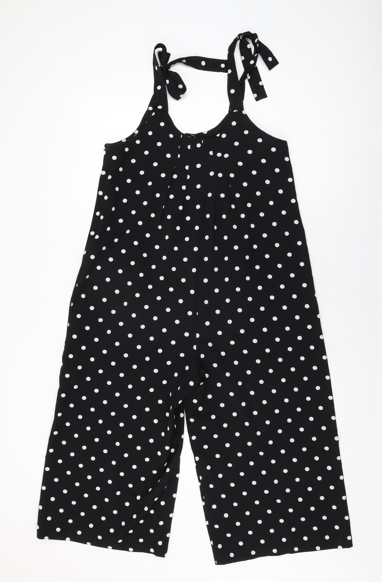 Mango Womens Black Polka Dot Polyester Jumpsuit One-Piece Size M L19 in Zip