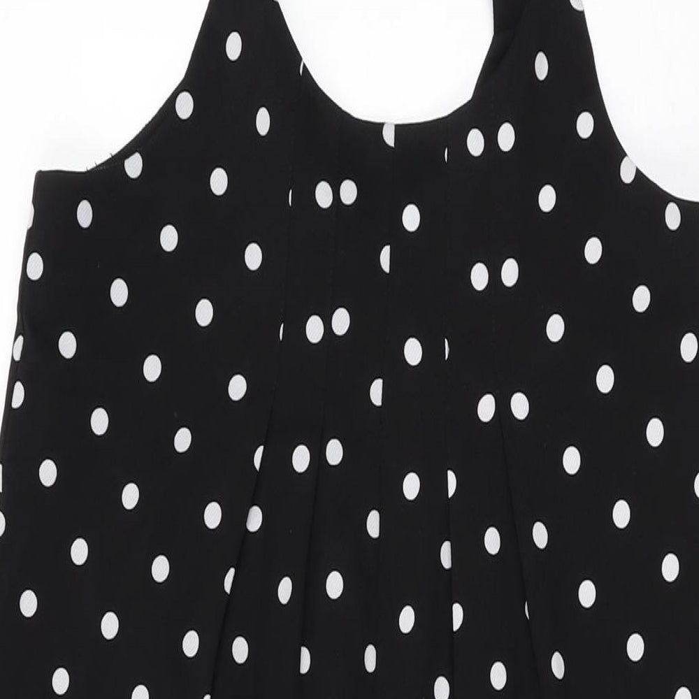 Mango Womens Black Polka Dot Polyester Jumpsuit One-Piece Size M L19 in Zip