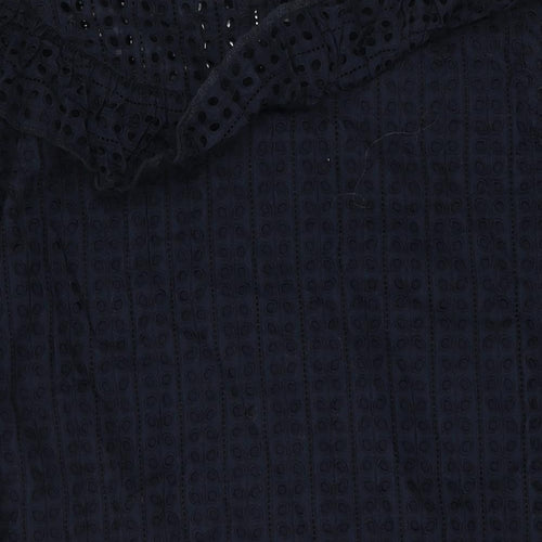 NEXT Womens Blue Cotton Shift Size 16 Round Neck Button