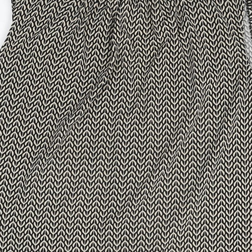 H&M Womens Black Geometric Polyester Basic T-Shirt Size S V-Neck