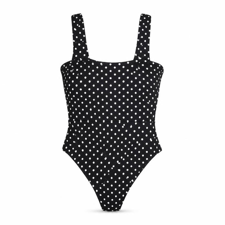 Nasty Gal Womens Black Polka Dot Viscose Bodysuit One-Piece Size 8 Snap