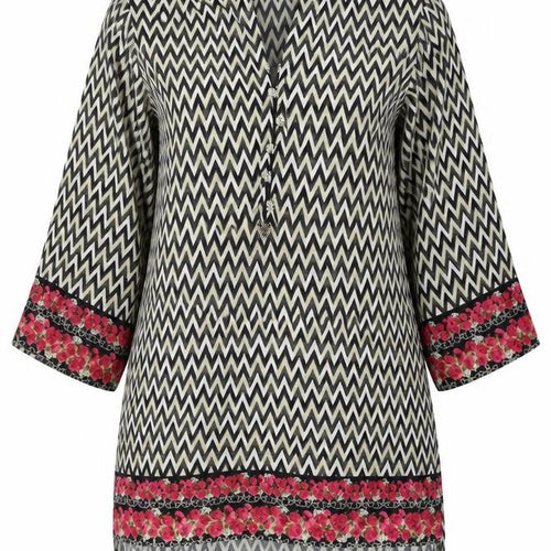 Bonanza Satrangi Womens Multicoloured Geometric Polyester Tunic T-Shirt Size 12 Round Neck