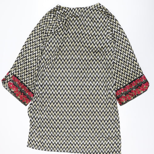 Bonanza Satrangi Womens Multicoloured Geometric Polyester Tunic T-Shirt Size 12 Round Neck