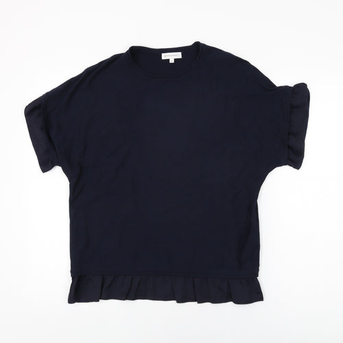 Warehouse Womens Blue Viscose Basic T-Shirt Size 10 Round Neck