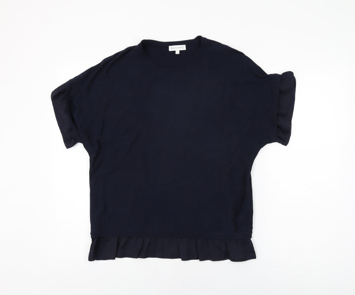 Warehouse Womens Blue Viscose Basic T-Shirt Size 10 Round Neck